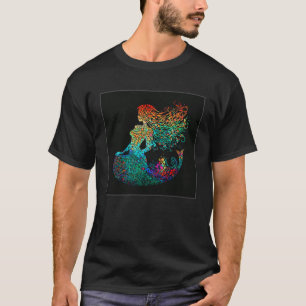 Zeemeermin Pointillisme Schilderen Kleurrijke Vrou T-shirt