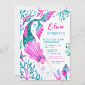 Zeemeermin Pool Party Meisje Verjaardagsfeest Kaart (Voorkant)