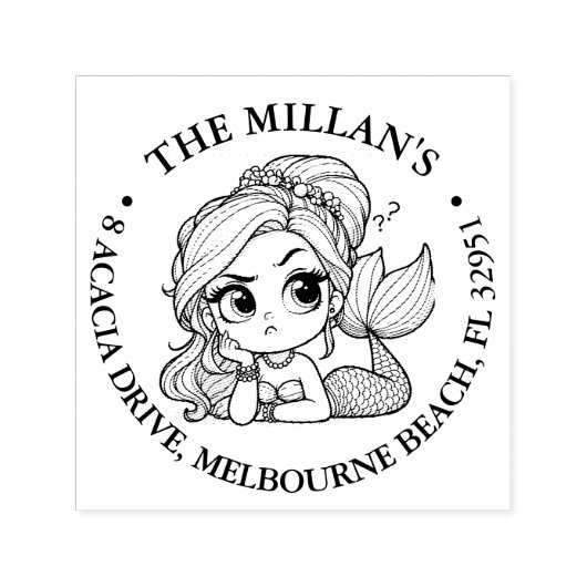 Zeemeermin Pool Party thema Zelfinktende Stempel (Design)