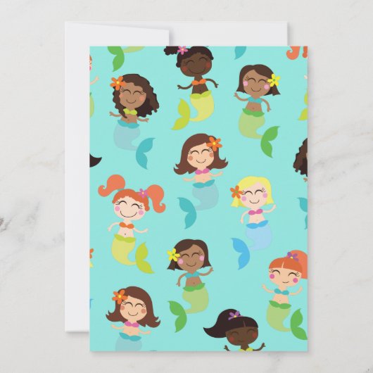 Zeemeermin Pool Verjaardagsfeest Kinder Kaart (Achterkant)