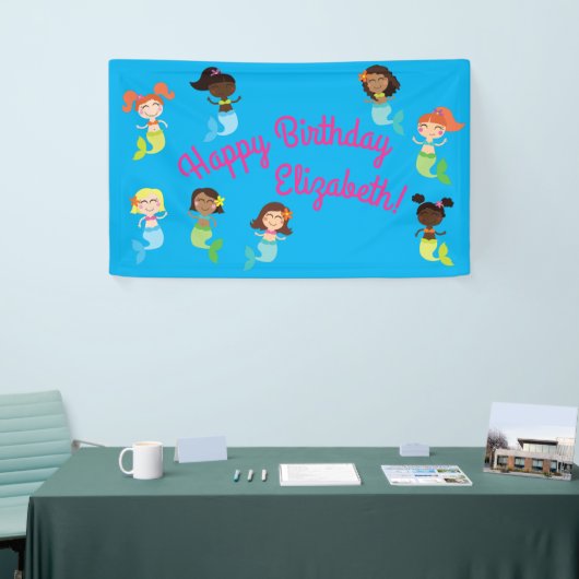Zeemeermin Pool Verjaardagsfeest Kinder Spandoek (Beurs)