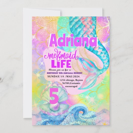 Zeemeermin Pool zee Party Roze Sparkle Glitter Kaart (Voorkant)