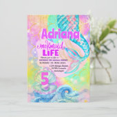 Zeemeermin Pool zee Party Roze Sparkle Glitter Kaart (Staand voorkant)