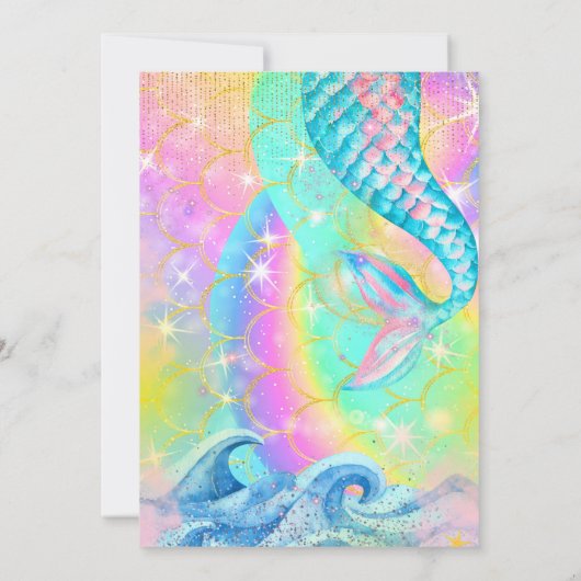 Zeemeermin Pool zee Party Roze Sparkle Glitter Kaart (Achterkant)