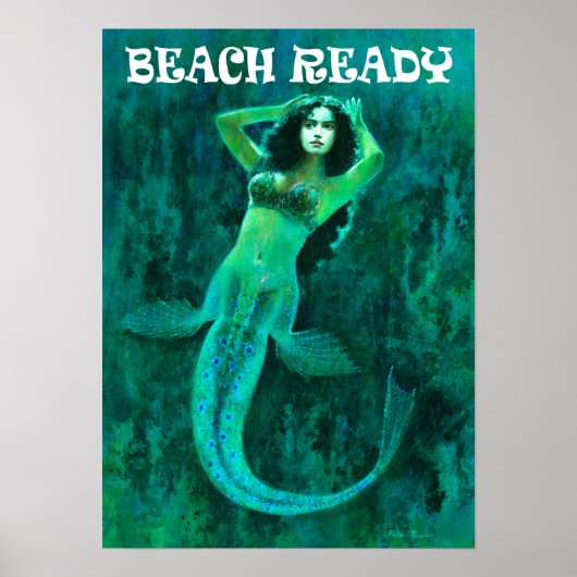 Zeemeermin Poster "BEACH READY" (Voorkant)