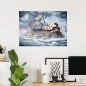 Zeemeermin Poster Moeder en Baby Zeemeermin (Thuiskantoor)