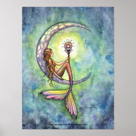 Zeemeermin Poster van Molly Harrison Mermaid Moon (Voorkant)