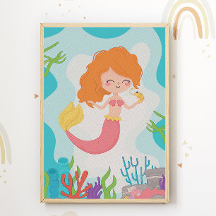 Zeemeermin-prent voor kinderkamer poster
