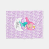 Zeemeermin Princess Girl Kinder Schattigee Paarse  Fleece Deken (Voorkant (Horizontaal))