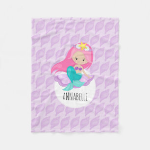 Zeemeermin Princess Girl Kinder Schattigee Paarse Fleece Deken