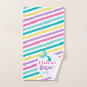 Zeemeermin Princess Squad Roze Blauw Gele Strepen Bad Handdoek (Handdoek)