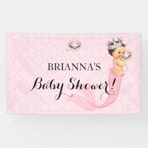 Zeemeermin Prinses Baby Meisje Kroon Roze Glitter Spandoek