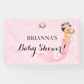 Zeemeermin Prinses Baby Meisje Kroon Roze Glitter Spandoek