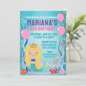 Zeemeermin Prinses Feest (blond haar) Kaart (Staand voorkant)