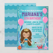 Zeemeermin Prinses Feest (bruin haar) Kaart (Voorkant / Achterkant)