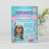 Zeemeermin Prinses Feest (donker haar) Kaart (Staand voorkant)