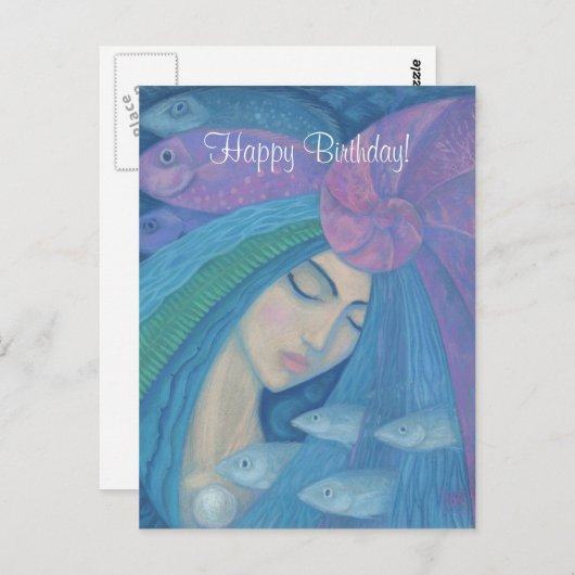 Zeemeermin Prinses, Gefeliciteerd met je verjaarda Briefkaart (Voorkant / Achterkant)