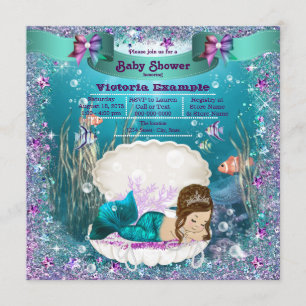 Zeemeermin Prinses Meisje Baby Shower Kaart