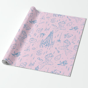 Zeemeermin Prinses Oceaan Fantasie Blauwe Toile Pa Cadeaupapier