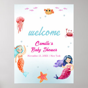 Zeemeermin Prinses Oceaan Koraal Baby Shower Welko Poster