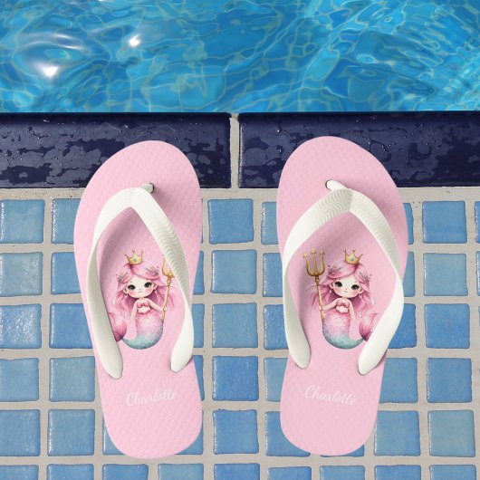 Zeemeermin prinses roze naam meisje kinder teenslippers