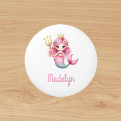 Zeemeermin prinses roze witte naam keramische knop