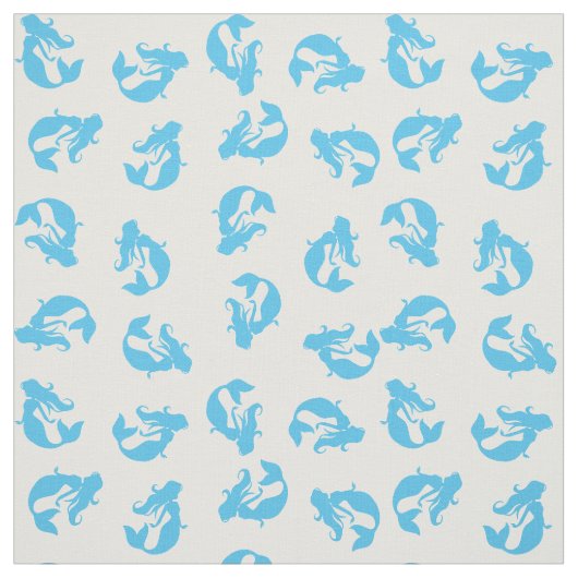 Zeemeermin Print Stof Blauw en Wit (Swatch)