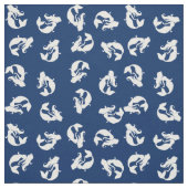 Zeemeermin Print Stof marine blauw en wit (Swatch)