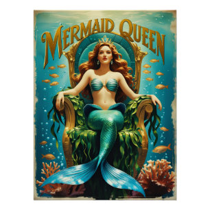  zeemeermin Queen Poster tijdloze oceaan kunst