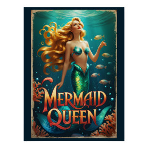  zeemeermin Queen Retro Wall Art Poster