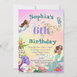 Zeemeermin regenboog donkere haar onder de Zee 'Bi Kaart