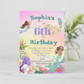 Zeemeermin regenboog donkere haar onder de Zee 'Bi Kaart (Staand voorkant)