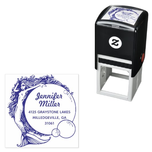  zeemeermin retour adres stempel zelf inkt (In situ)