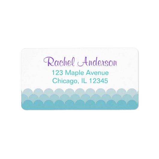 Zeemeermin retouradreslabels, water oceaan golven etiket (Voorkant)