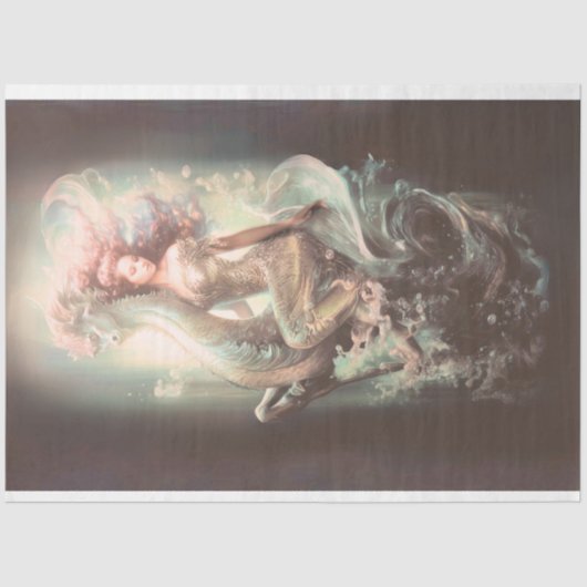 Zeemeermin Riding Seahorse Decoupage Tissuepapier (Voorkant)