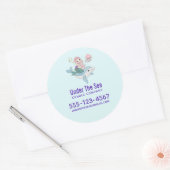 Zeemeermin Rijden een Dolfijn Onder het Zee Busine Ronde Sticker (Envelop)