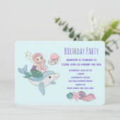 Zeemeermin Rijden een Dolfijn Onder het Zee Verjaa Kaart (Staand voorkant)