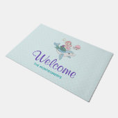 Zeemeermin Rijden een Dolfijn Onder het Zee Welkom Deurmat (Schuin)