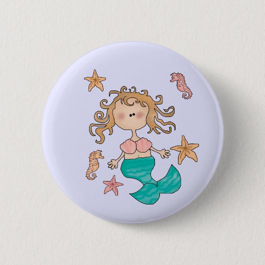 Zeemeermin Ronde Button 5,7 Cm (Voorkant)