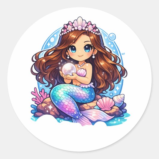 zeemeermin ronde sticker (Voorkant)