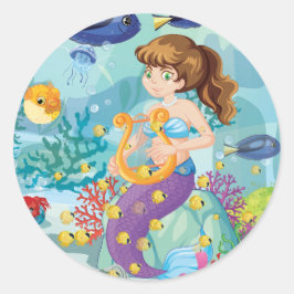 Zeemeermin ronde stickers