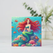 Zeemeermin rood haar kaart (Staand voorkant)