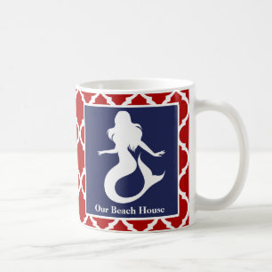 Zeemeermin Rood Wit Blauw Naam Naar Keuze Koffiemok