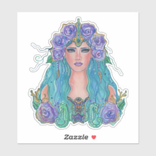 Zeemeermin Roos in het zee kunst van Renee Lavoie Sticker
