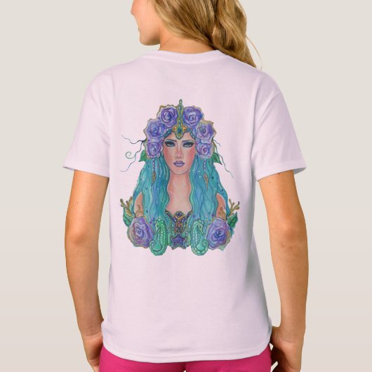 Zeemeermin Roos in het zee kunst van Renee Lavoie T-shirt (Achterkant)