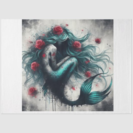 Zeemeermin Roos Tissuepapier (Voorkant)