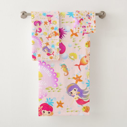 Zeemeermin Roze Bad Handdoek (Insitu)