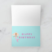 Zeemeermin roze blauw onder Zee van de geboorte Kaart (Binnen)