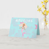 Zeemeermin roze blauw onder Zee van de geboorte Kaart (Gele Bloem)