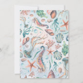 Zeemeermin Roze Blauw Verjaardag Uitnodiging (Achterkant)